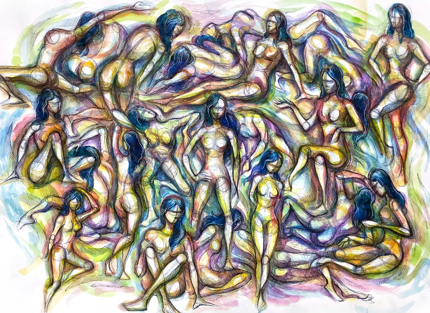 Figure drawing collage